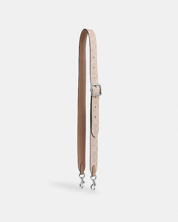 Reversible Strap In Signature Canvas Signature Canvas-Silver-Sand-Taupe Signature Canvas-Silver-Sand-Taupe