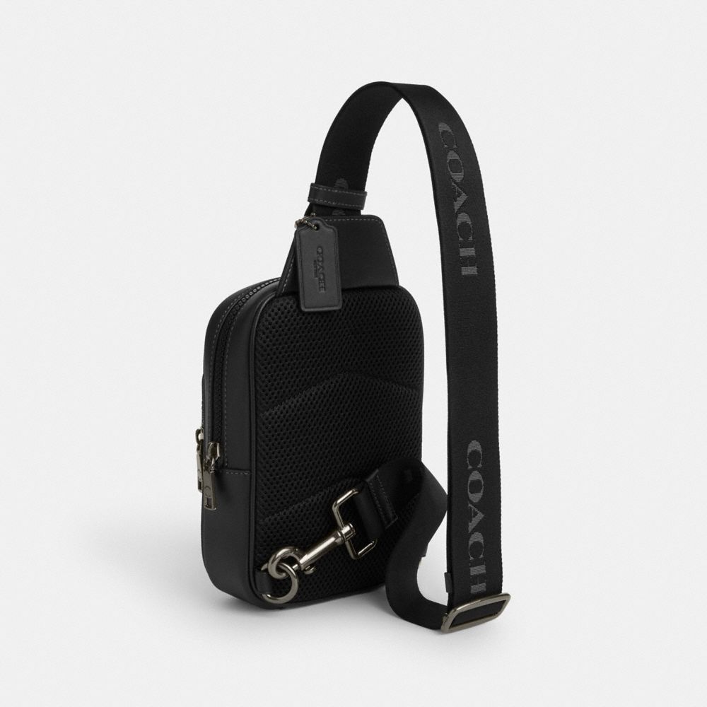 Racer Sling Pack Smooth Leather-Gunmetal-Black Smooth Leather-Gunmetal-Black