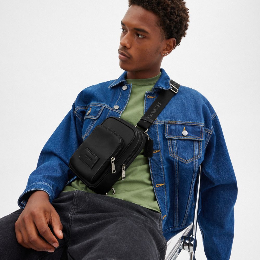 Racer Sling Pack Smooth Leather-Gunmetal-Black Smooth Leather-Gunmetal-Black