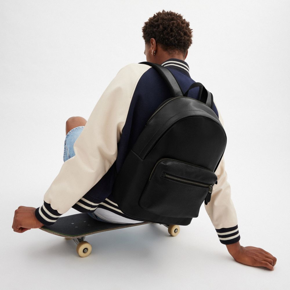 West Backpack Pebbled Leather-Gunmetal-Black Pebbled Leather-Gunmetal-Black