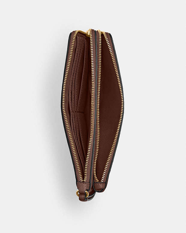 Double Zip Wallet In Signature Canvas Signature Canvas-Gold-Tan-Brown Signature Canvas-Gold-Tan-Brown