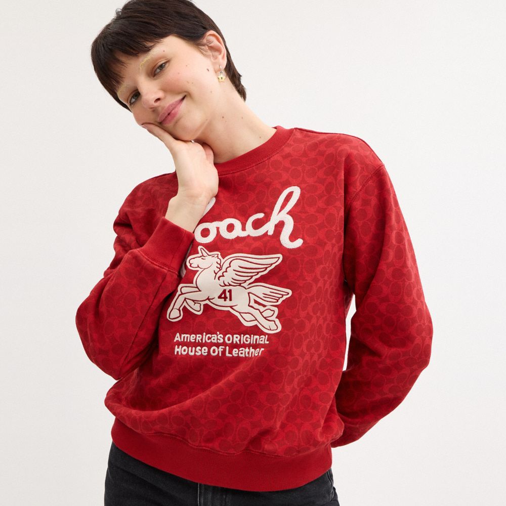Coach Signature Pegasus Sweatshirt Red Signature