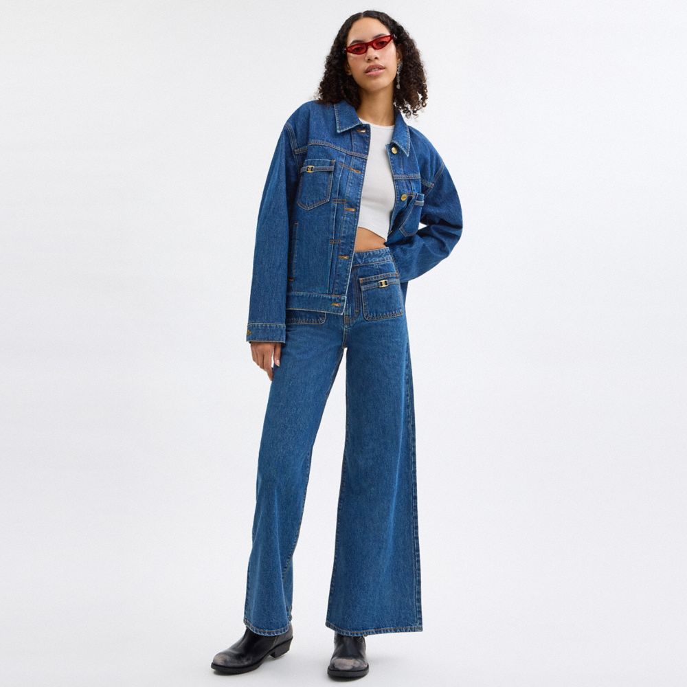 Coach Heritage C Loom Pants In Organic Cotton Dark Blue