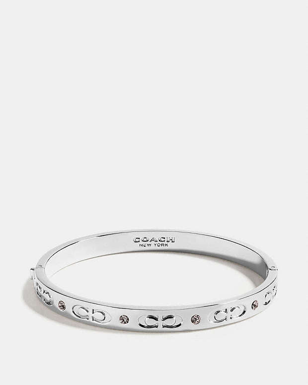 Signature Hinged Bangle Silver Silver