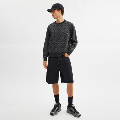 Coach Signature Crewneck Sweater Charcoal Signature