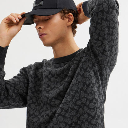 Coach Signature Crewneck Sweater Charcoal Signature