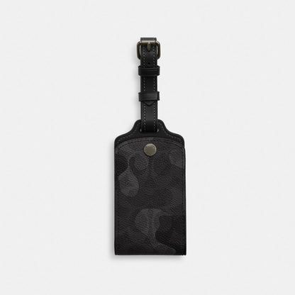 Luggage Tag In Signature Camo Print Signature Canvas-Gunmetal-Grey Multi Signature Canvas-Gunmetal-Grey Multi