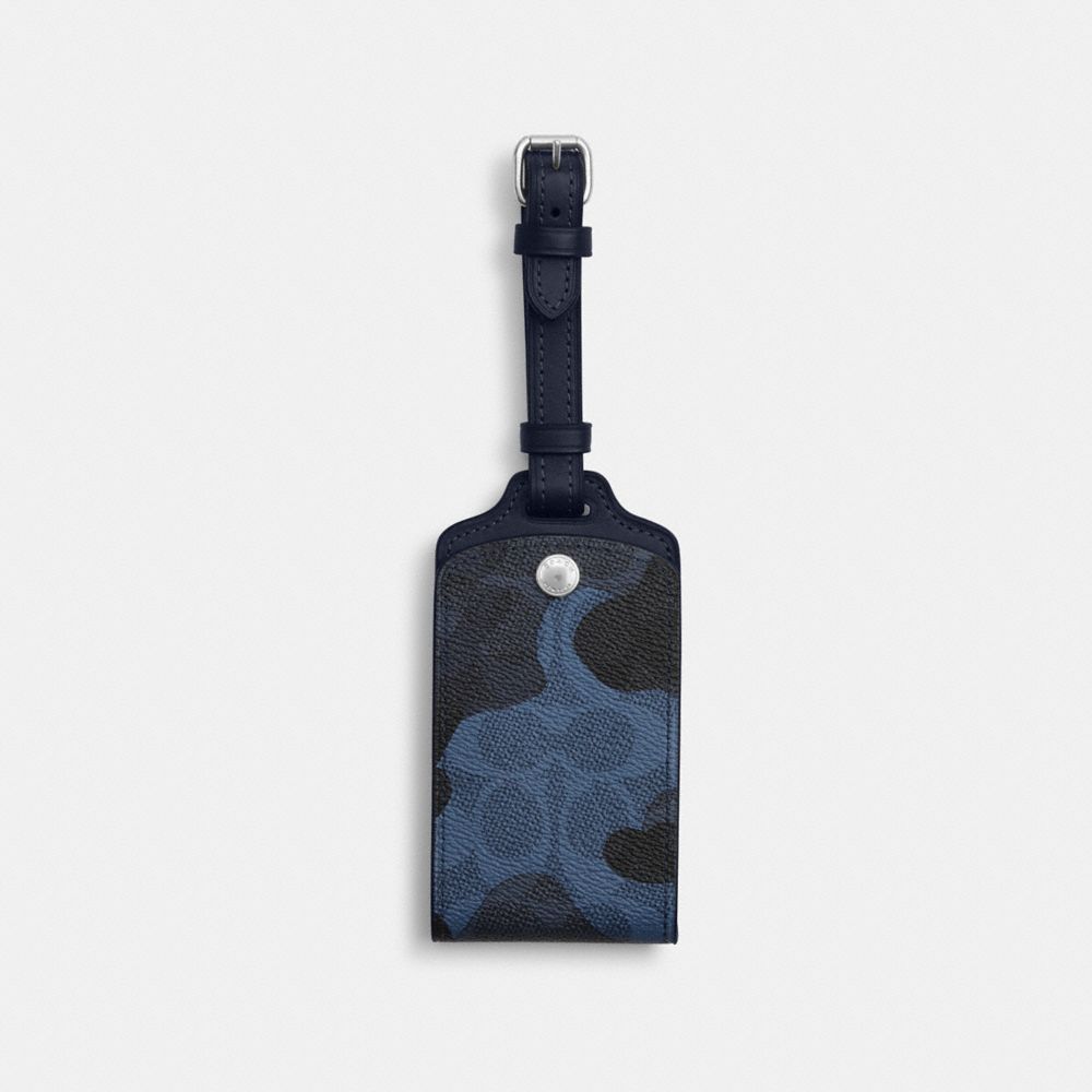 Coach Luggage Tag In Signature Camo Print Silver