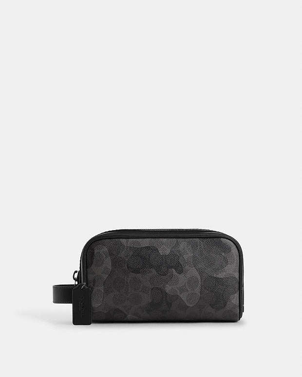 Small Travel Kit In Signature Camo Print Signature Canvas-Gunmetal-Grey Multi Signature Canvas-Gunmetal-Grey Multi