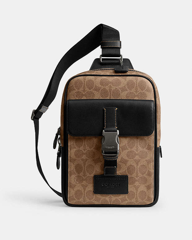 Track Pack In Signature Canvas Qb-Tan-Black Qb-Tan-Black