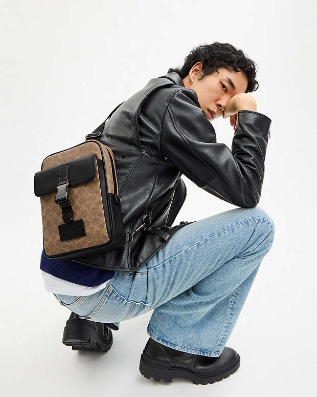 Track Pack In Signature Canvas Qb-Tan-Black Qb-Tan-Black