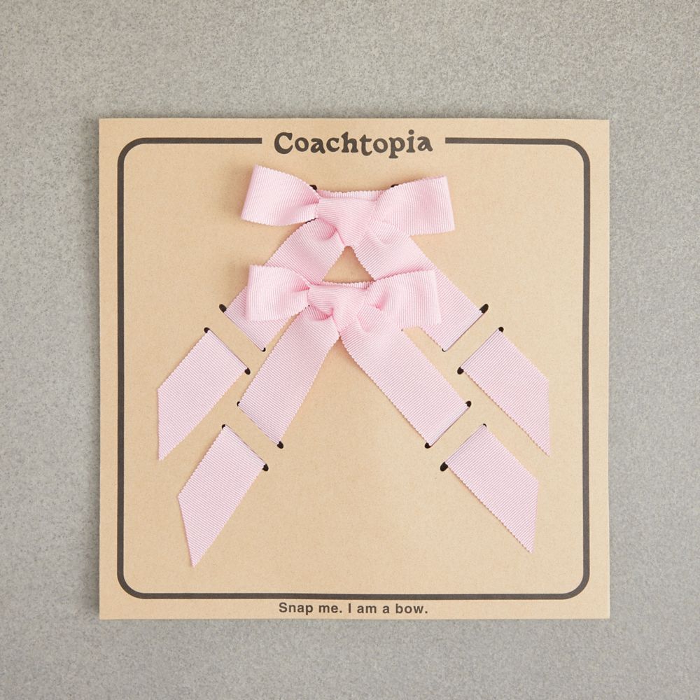 Coach Set Of Bows In 100% Recycled Polyester Light Pink