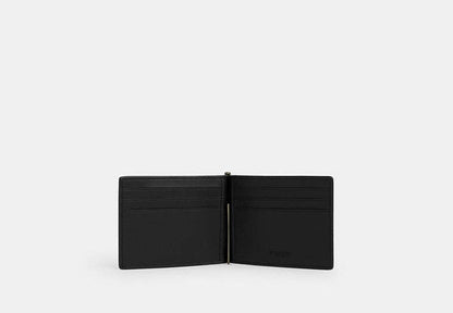 Slim Money Clip Billfold Wallet In Signature Canvas Gunmetal-Charcoal-Black Gunmetal-Charcoal-Black