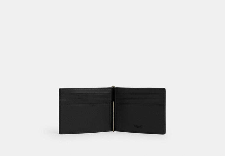 Slim Money Clip Billfold Wallet In Signature Canvas Gunmetal-Charcoal-Black Gunmetal-Charcoal-Black