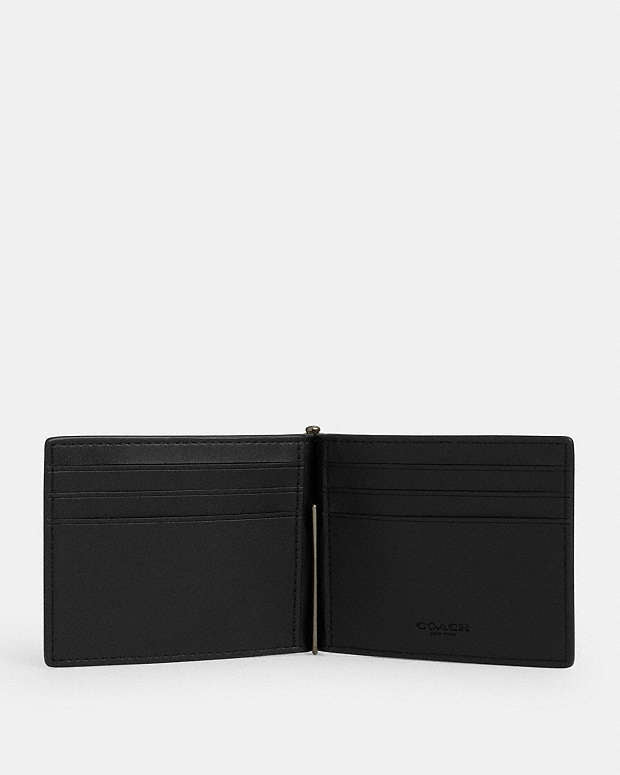 Slim Money Clip Billfold Wallet In Signature Canvas Signature Canvas-Gunmetal-Charcoal-Black Signature Canvas-Gunmetal-Charcoal-Black