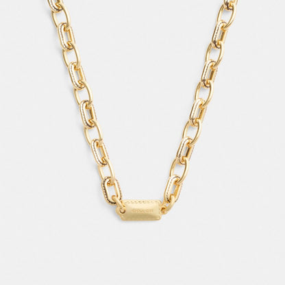 Coach Stitched Chain Link Necklace Gold