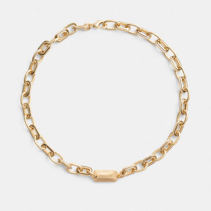 Coach Stitched Chain Link Necklace Gold