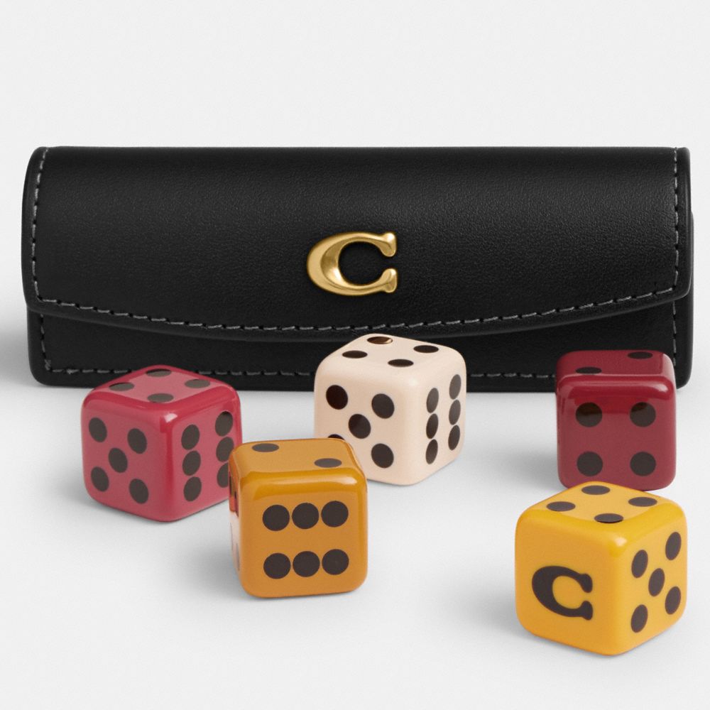 Coach Dice Set Brass Black