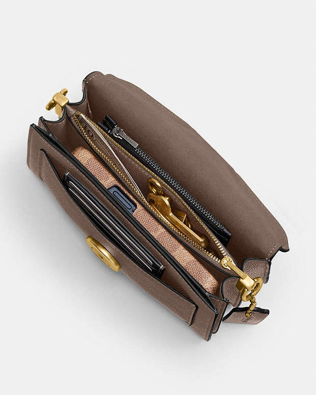 Tabby Shoulder Bag 20 Polished Pebble Leather-Brass-Dark Stone Polished Pebble Leather-Brass-Dark Stone