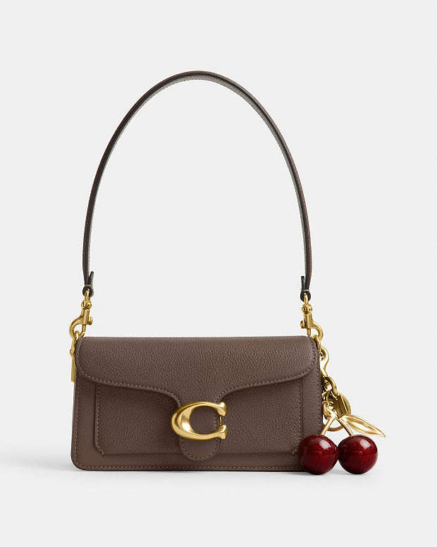 Tabby Shoulder Bag 20 Polished Pebble Leather-Brass-Dark Stone Polished Pebble Leather-Brass-Dark Stone