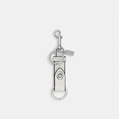 Coach Trigger Snap Bag Charm In Signature Canvas Silver White Chalk