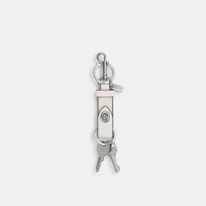 Coach Trigger Snap Bag Charm In Signature Canvas Silver White Chalk