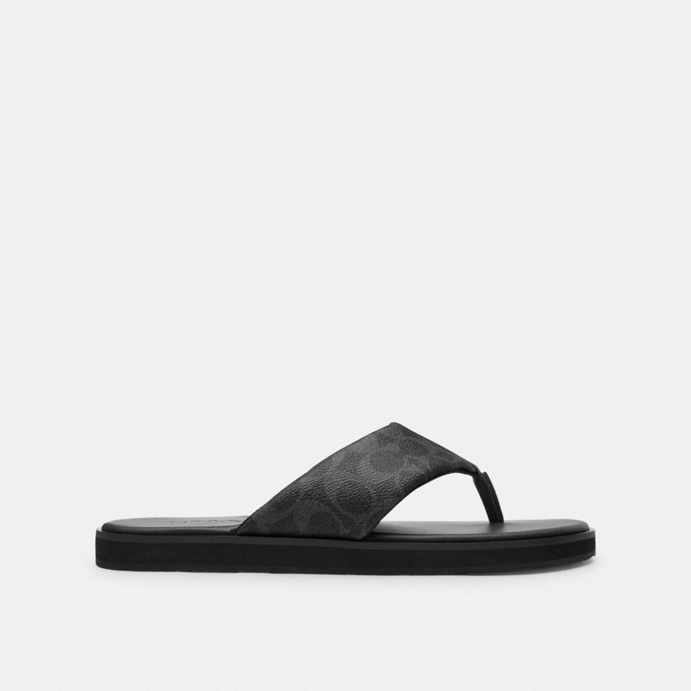 Coach Flip Flop In Signature Canvas Charcoal Multi