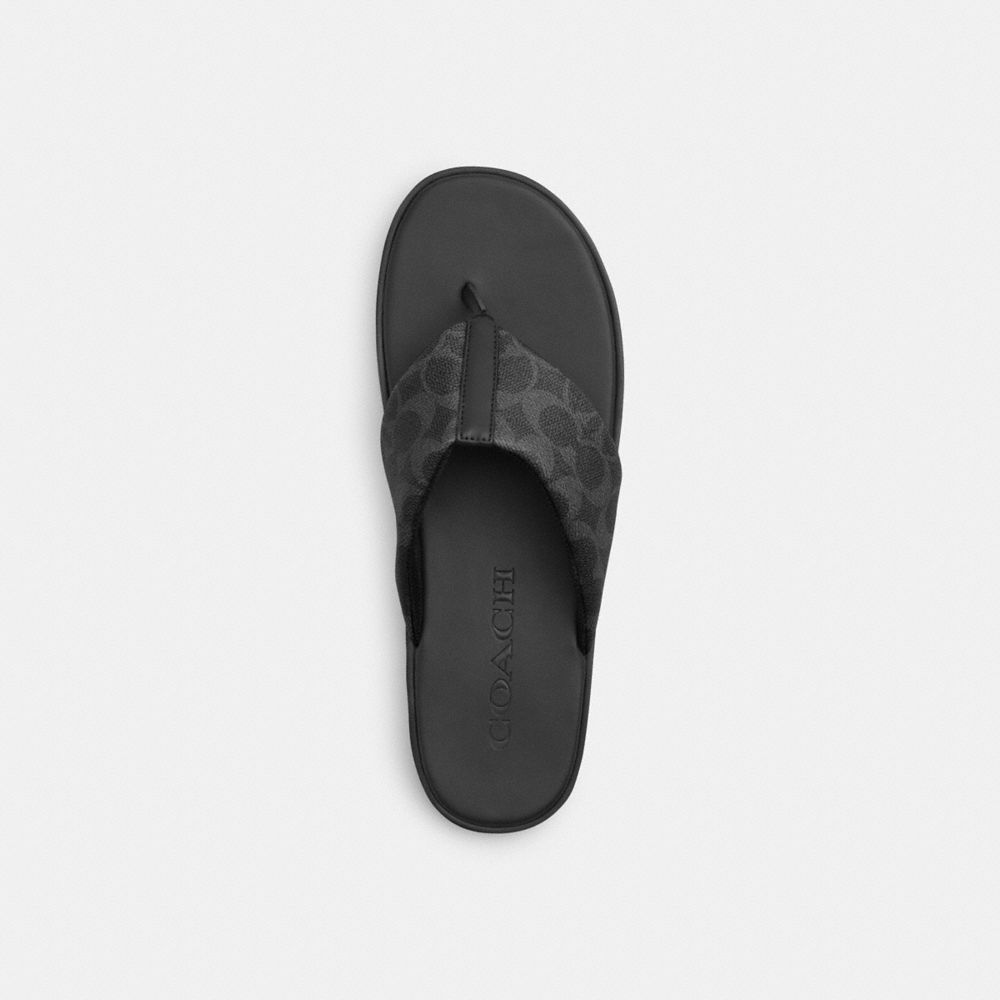 Coach Flip Flop In Signature Canvas Charcoal Multi