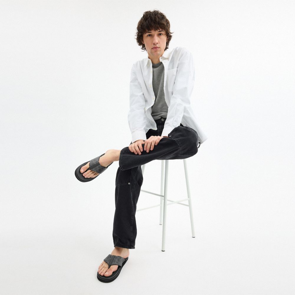 Coach Flip Flop In Signature Canvas Charcoal Multi