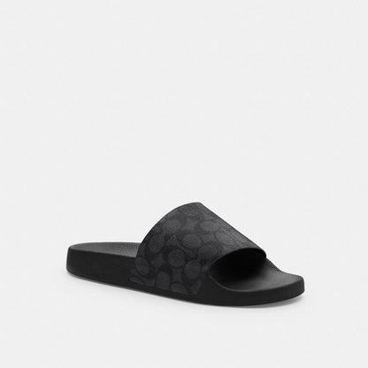 Coach Slide In Signature Canvas Charcoal Black