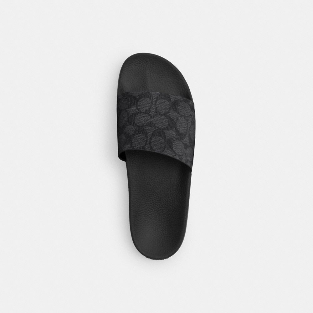 Coach Slide In Signature Canvas Charcoal Black