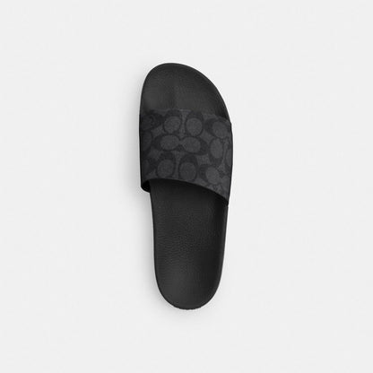 Coach Slide In Signature Canvas Charcoal Black