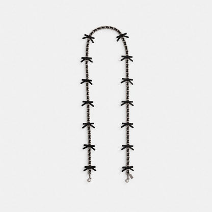 Coach Leather Chain Strap With Bows Silver Black