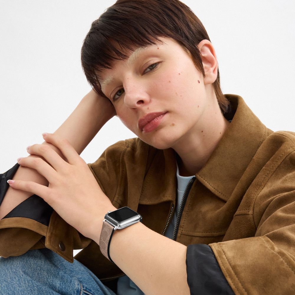 Coach Apple Watch® Strap, 38 Mm, 40 Mm And 41 Mm Light Khaki