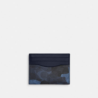 Coach Slim Id Card Case In Signature Camo Print Blue Multi