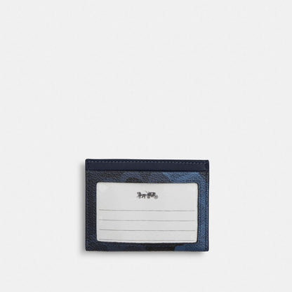 Coach Slim Id Card Case In Signature Camo Print Blue Multi