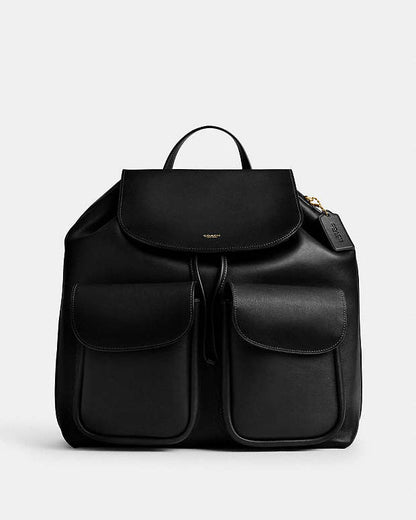 Crosby Backpack Natural Grain Leather-Brass-Black Natural Grain Leather-Brass-Black