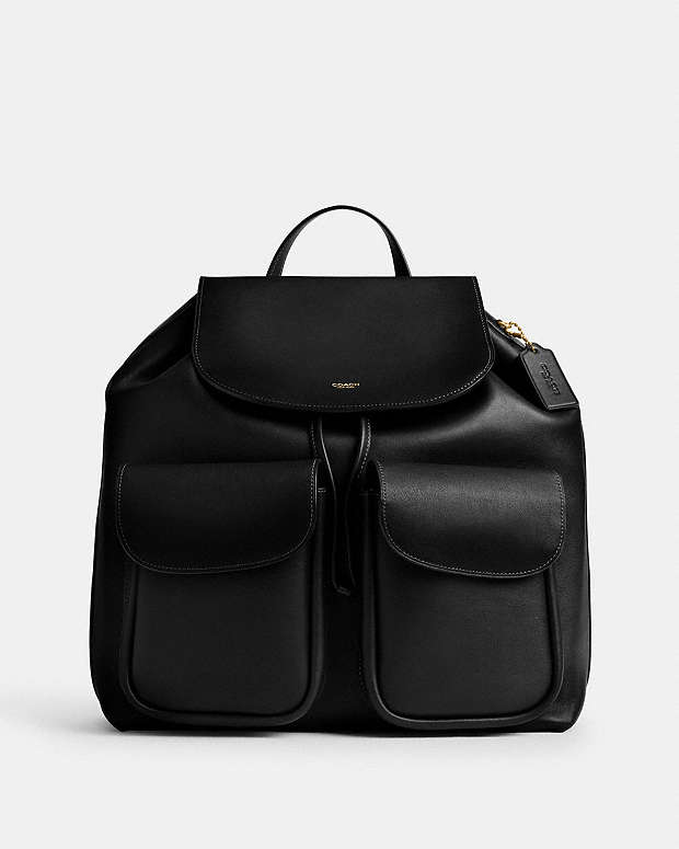 Crosby Backpack Natural Grain Leather-Brass-Black Natural Grain Leather-Brass-Black