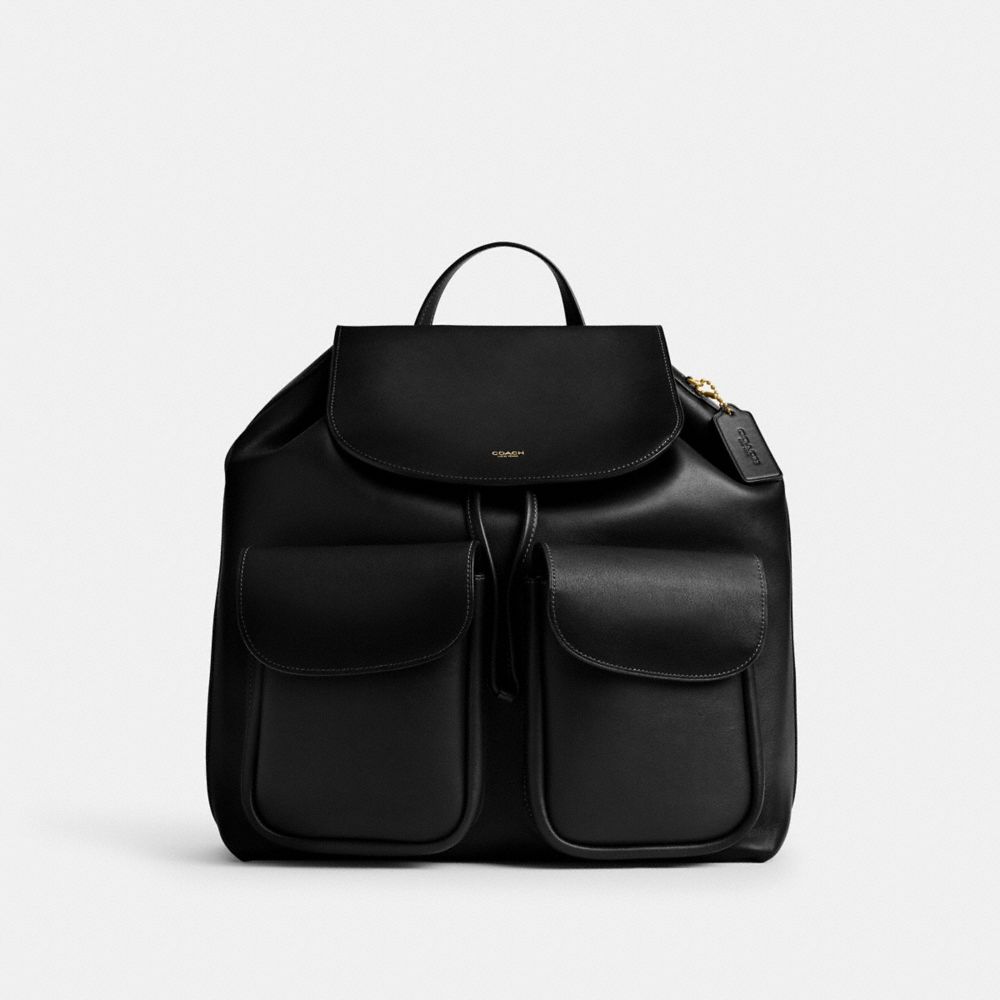 Crosby Backpack Natural Grain Leather-Brass-Black Natural Grain Leather-Brass-Black