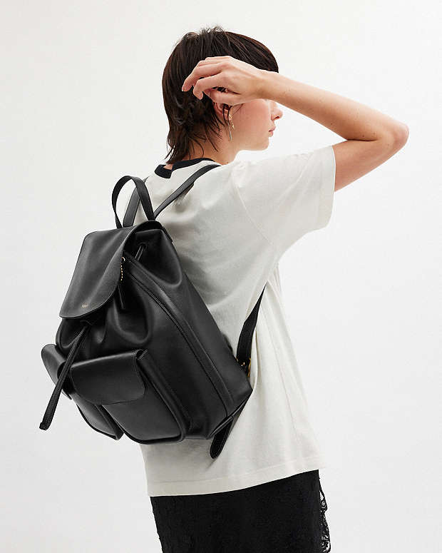 Crosby Backpack Natural Grain Leather-Brass-Black Natural Grain Leather-Brass-Black