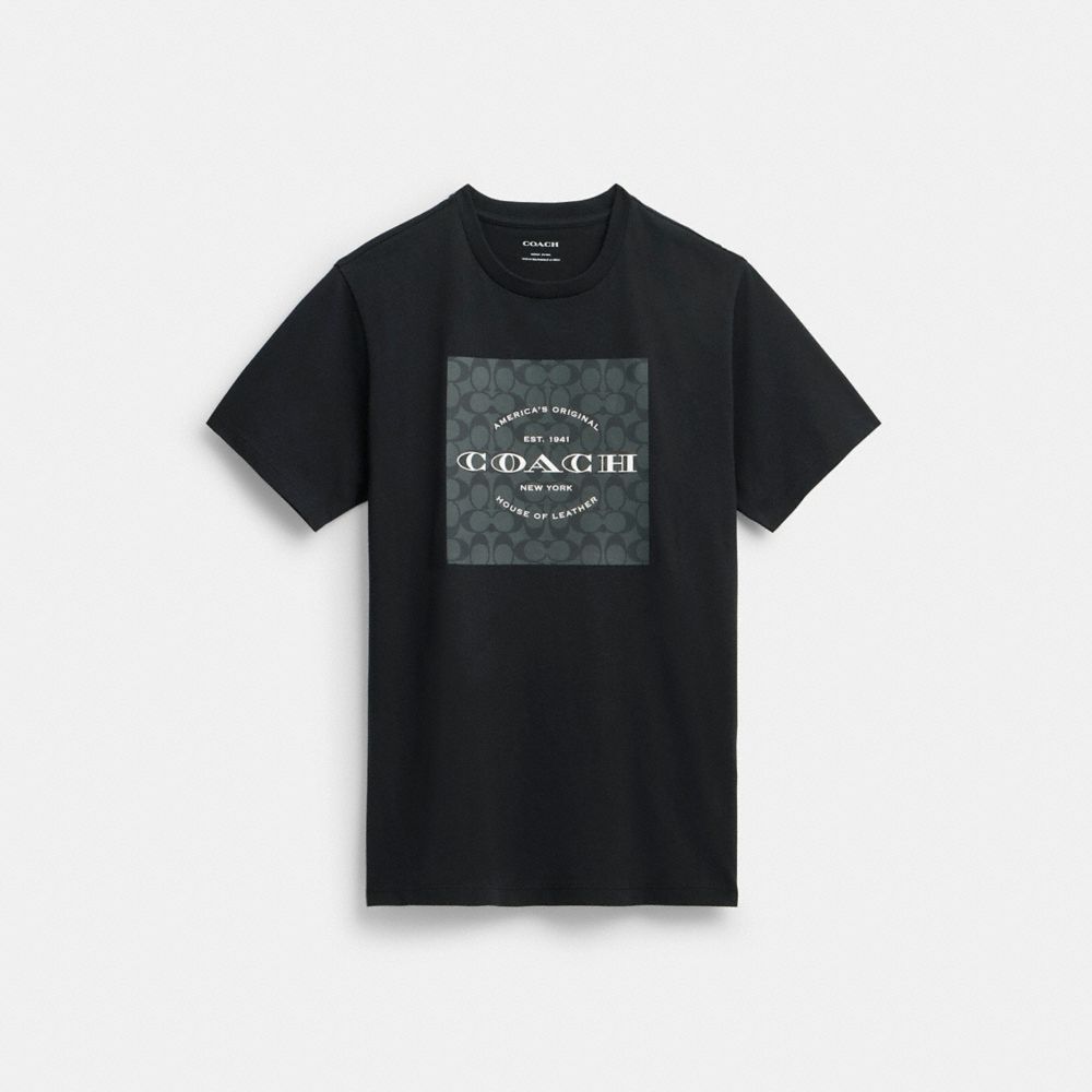 Coach Signature Square T Shirt Black