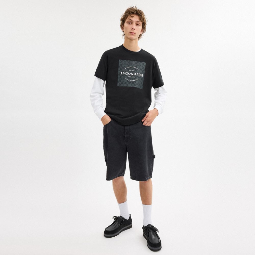 Coach Signature Square T Shirt Black