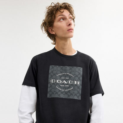 Coach Signature Square T Shirt Black