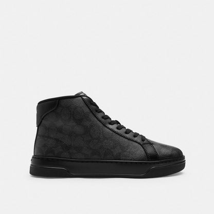 Coach High Line High Top Sneaker In Signature Canvas Graphite Black