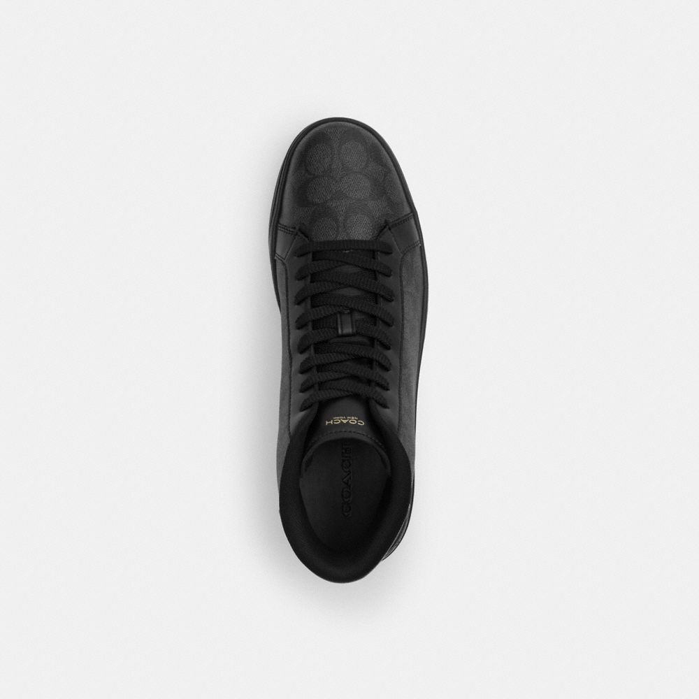 Coach High Line High Top Sneaker In Signature Canvas Graphite Black