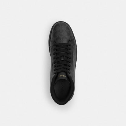 Coach High Line High Top Sneaker In Signature Canvas Graphite Black