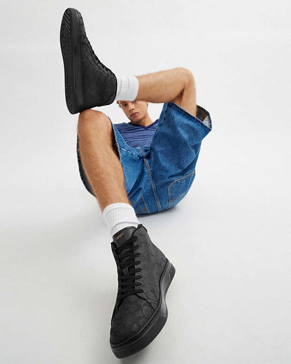 High Line High Top Sneaker In Signature Canvas Graphite-Black Graphite-Black