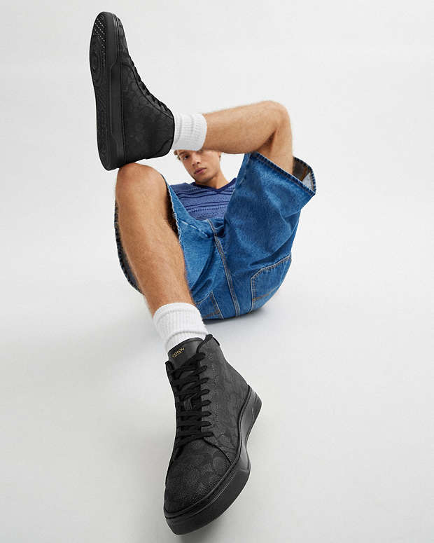 High Line High Top Sneaker In Signature Canvas Graphite-Black Graphite-Black