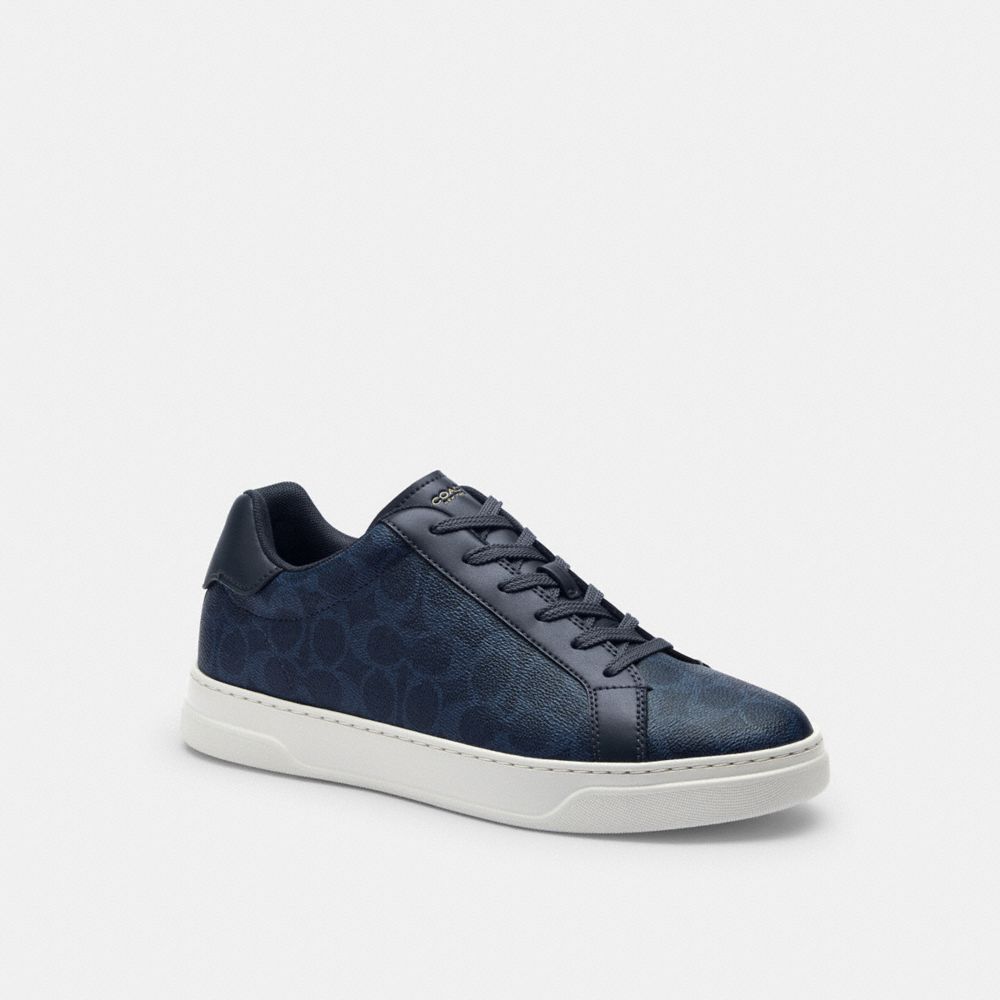 Coach High Line Sneaker In Signature Canvas Denim Optic White