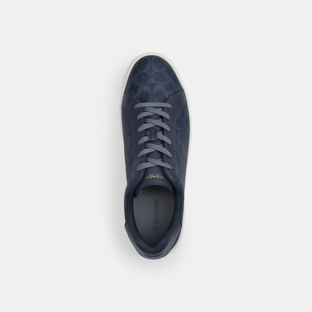 Coach High Line Sneaker In Signature Canvas Denim Optic White